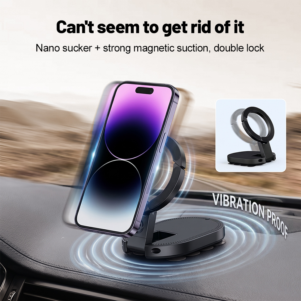 Drone Camera Stabilized - 360 ° ที่วางโทรศัพท์แม่เหล็กแบบหมุนได้ 3-in-1 พร้อมถ้วยดูด ปรับมุมได้หลายทิศทาง