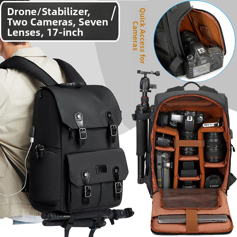 Drone Camera Professional - กระเป๋ากล้อง DSLR แบบมืออาชีพ กระเป๋าเป้สะพายหลังความจุขนาดใหญ่ สำหรับใส่กล้องถ่ายภาพ คอมพิวเตอร์